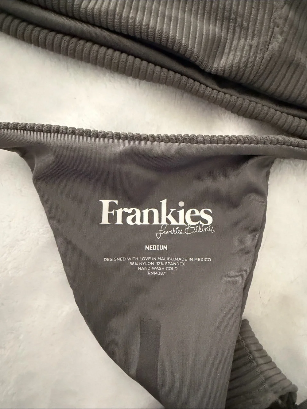 Frankie's Bikinis Ribbed Bandeau Bikini Set in Dark Grey